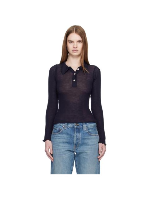 BASERANGE Navy Dual Long Sleeve Polo