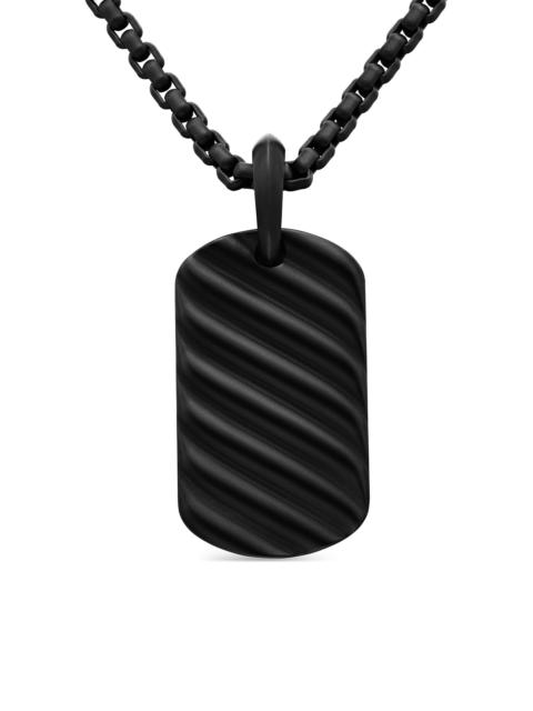 DAVID YURMAN Men's Sculpted Cable Tag in Black Titanium, 27MM - Black
