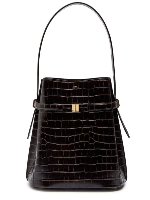 TOTEME Toteme Belted Crocodile-effect Leather Bucket bag
