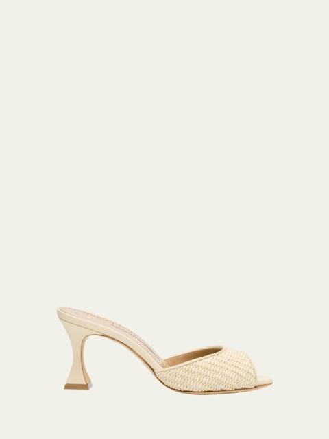 Manolo Blahnik Raffia Jadara Slide Sandals