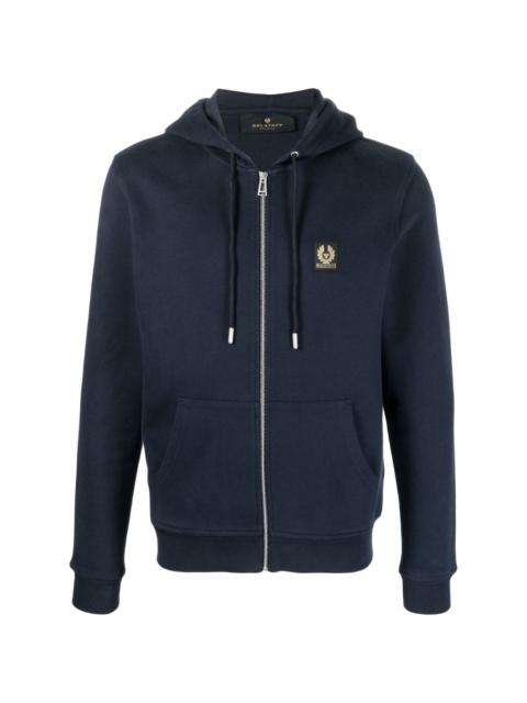 logo-patch zip-front hoodie