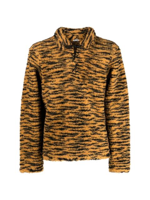 tiger-print lace-up jumper
