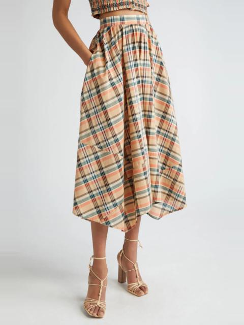 Annette Plaid Asymmetric Midi Skirt