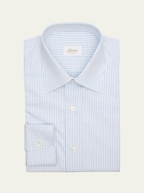 Brioni Men's Cotton Petite Grid Check Dress Shirt