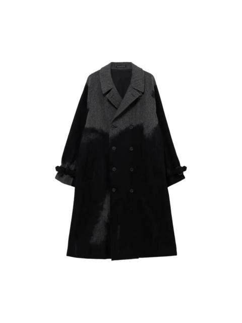 Yohji Yamamoto HERRINGBONE-PATTERN DOUBLE-BREASTED COAT
