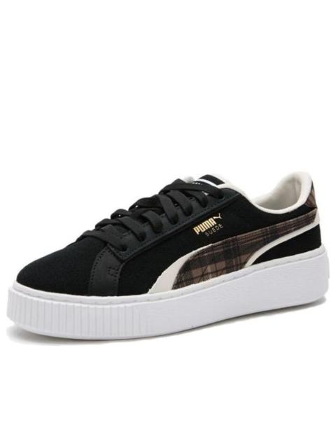 (WMNS) PUMA Suede Plat Form Plaid 'Black' 395228-01