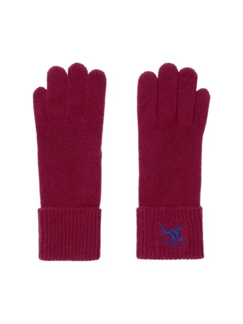 Burberry EKD-embroidered cashmere-blend gloves