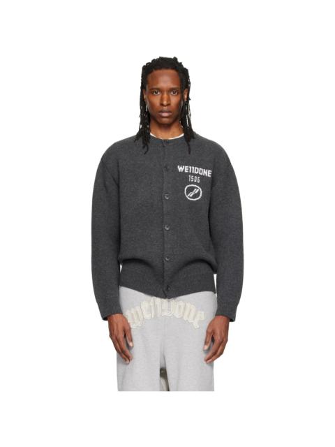 We11done Gray Logo Classic Cardigan