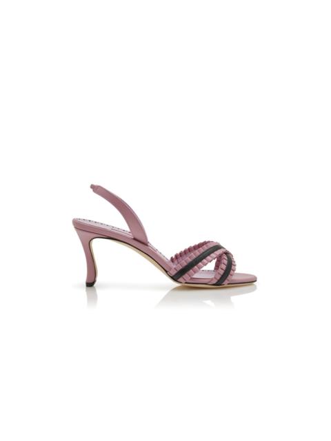Manolo Blahnik Pink Nappa Leather Slingback Sandals