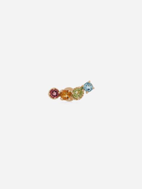 Dolce & Gabbana Single earring in yellow gold 18kt with multicolor sapphires