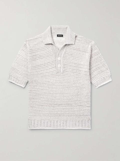 ZEGNA Open-Knit Cotton, Linen, Silk and Cashmere-Blend Polo Shirt