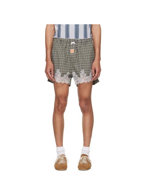 Martine Rose Khaki & Black French Knicker Shorts