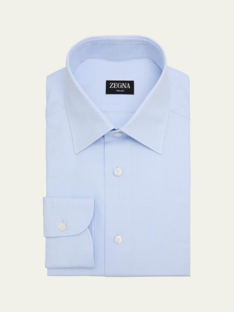 ZEGNA Men's Trecapi Cotton Micro-Check Dress Shirt