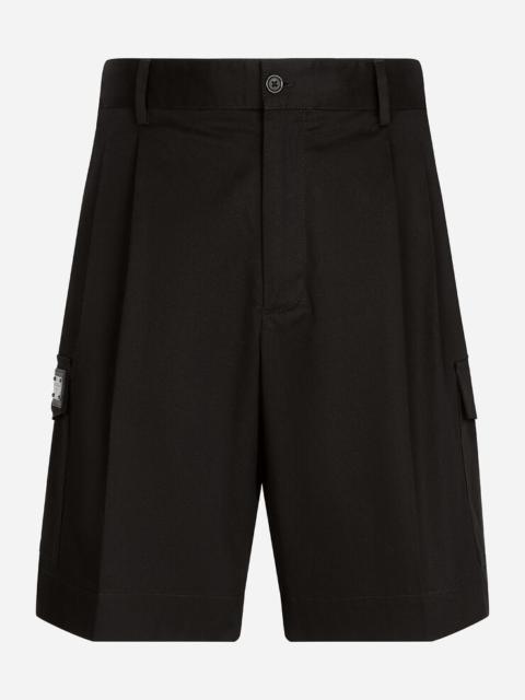 Dolce & Gabbana Stretch cotton gabardine cargo shorts with branded tag