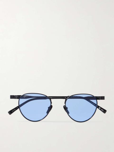 GUCCI Round-Frame Enamelled Metal Sunglasses
