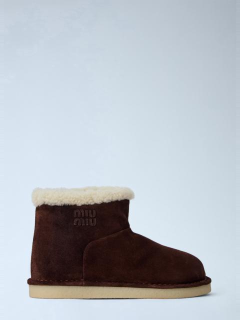 Miu Miu Shearling-Lined Suede Ankle Boots