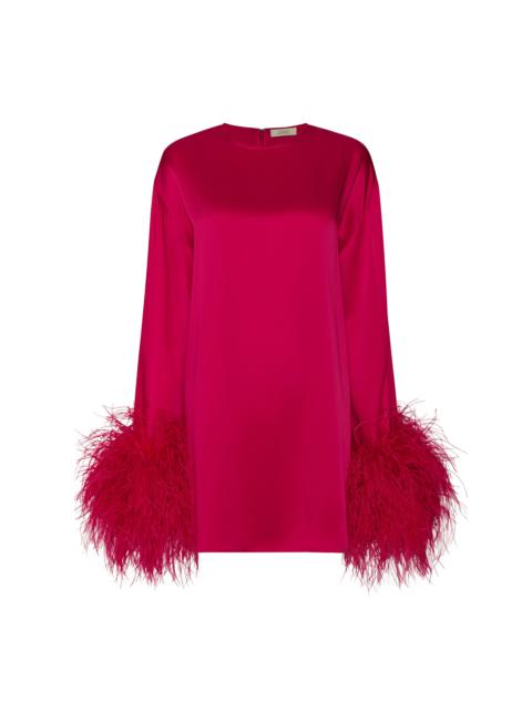 LAPOINTE Satin Shift Dress With Feathers