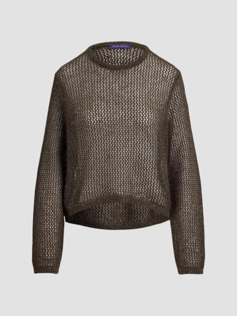 Ralph Lauren Women's Metallic Mesh Crewneck Sweater - Cypress