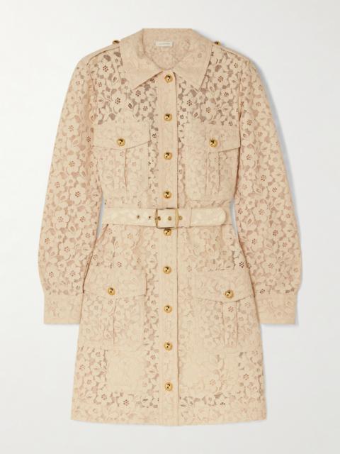Zimmermann Belted Lace Mini Shirt Dress