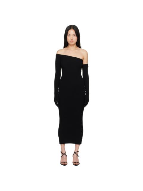 Jean Paul Gaultier Black Asymmetric Neck Maxi Dress