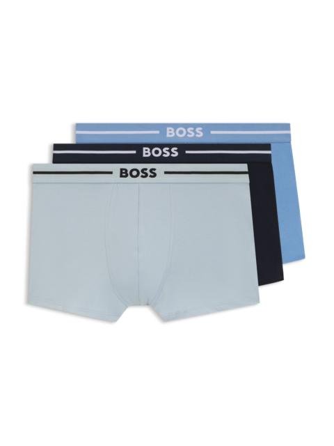 BOSS THREE-PACK OF STRETCH-COTTON TRUNKS WITH LOGO WAISTBANDS