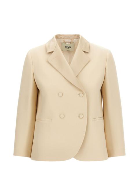 FENDI double-breasted silk-lapel blazer