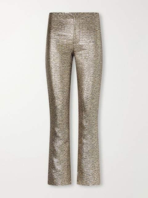 LIBEROWE Lillian textured metallic jacquard slim-fit pants Gold