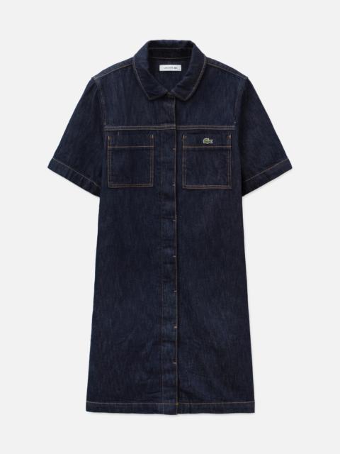 LACOSTE SHORT SLEEVED DENIM DRESS