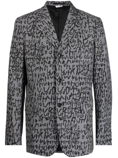 abstract-pattern print notched-lapels blazer