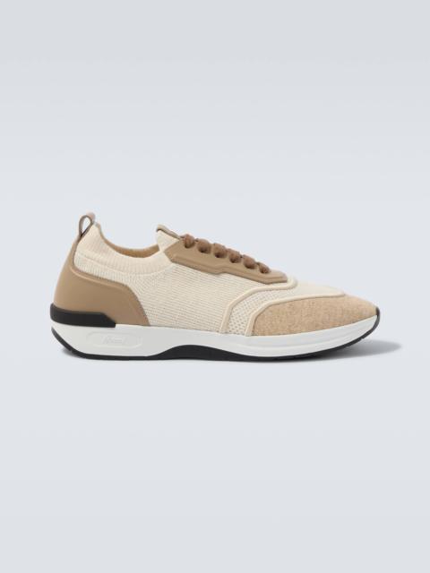 Brioni Leather-trimmed sneakers