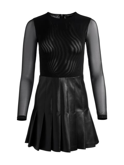 CHARA VEGAN LEATHER PLEATED MINI DRESS