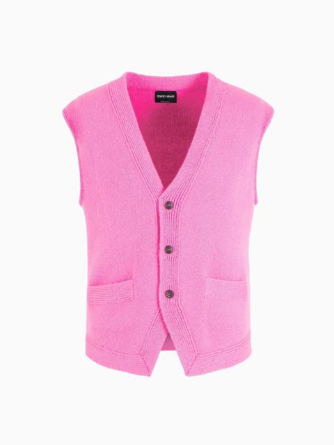 Single-breasted cashmere knit waistcoat