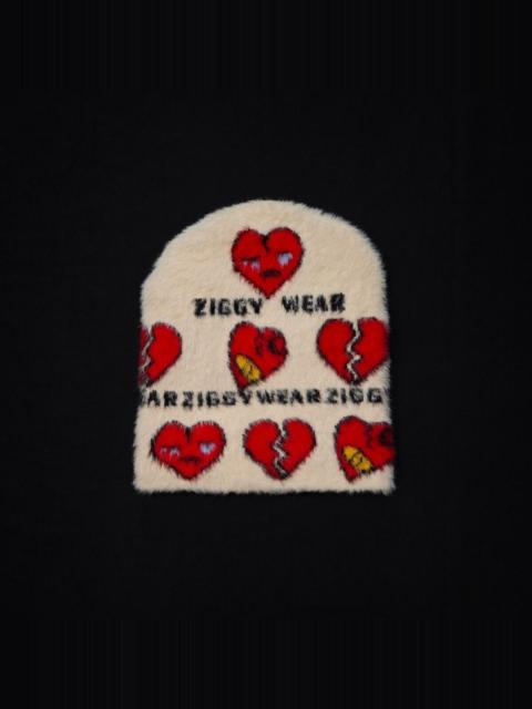 Other brands Japanese Brand - Rare Ziggy Wear Fuzzy Broken Heart Beanie Y2K Grunge Emo Hat
