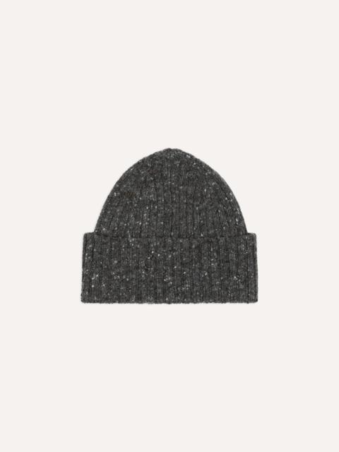 Drake's Grey Donegal Ribbed Merino Knit Cap