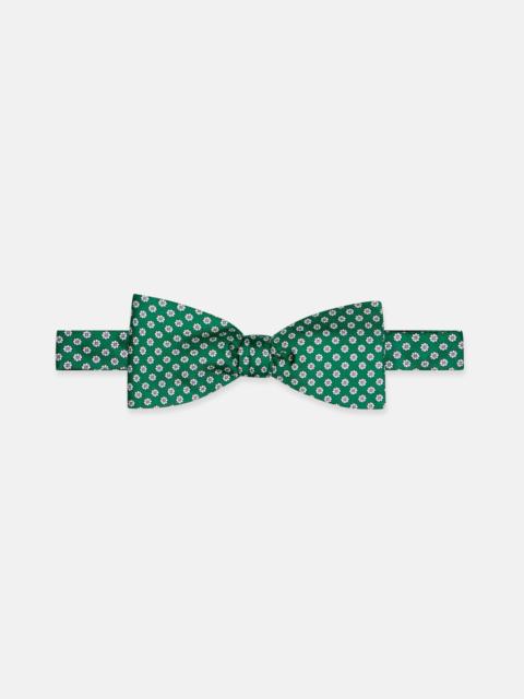 J. PRESS MADE-IN-ENGLAND GREEN PRINTED FOULARD SILK BOW TIE
