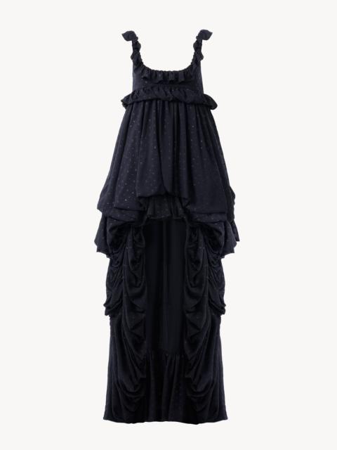 Chloé HIGH-LOW SLEEVELESS DRESS IN SILK GEORGETTE JACQUARD & LUREX