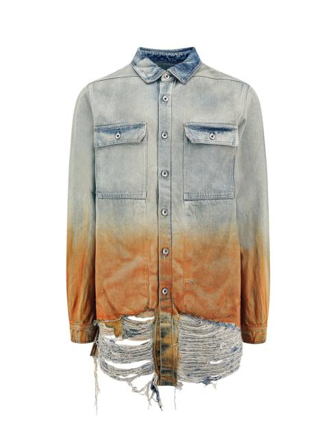 Rick Owens DRKSHDW Denim shirt with ripped effect on the bottom