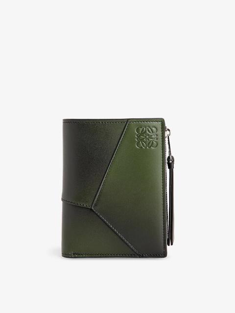 Puzzle brand-debossed leather zip wallet