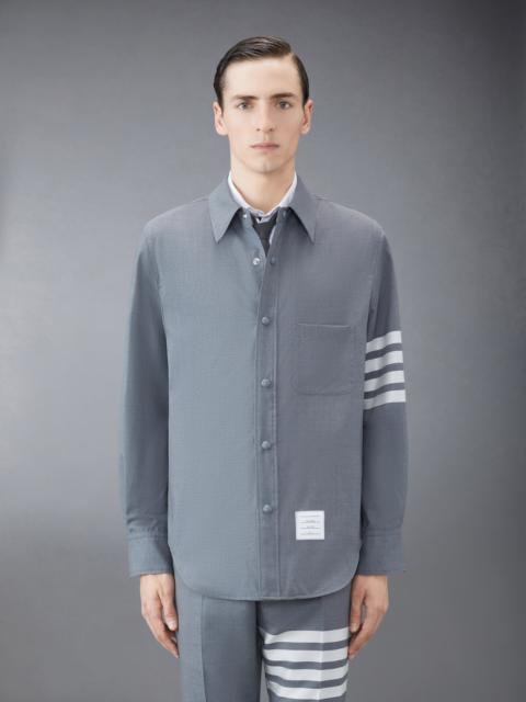 Thom Browne Medium Grey Wool Snap Front 4-Bar Shirt Jacket