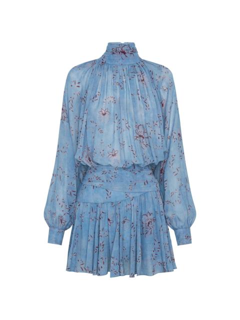 NICHOLAS Women's Cecile Floral Godet Minidress - Wisteria Floral Blue Smoke