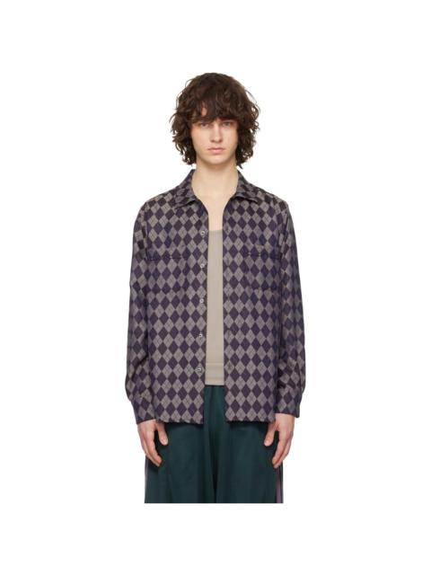 NEEDLES Gray & Burgundy Open Collar Shirt