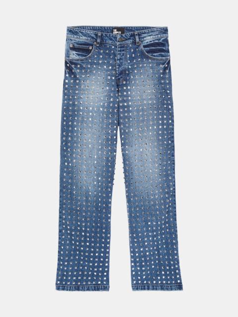 The Kooples BLUE WIDE LEG STUDDED JEANS