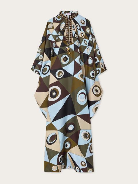 PUCCI OCCHI PRINT SILK KAFTAN WITH EMBROIDERY