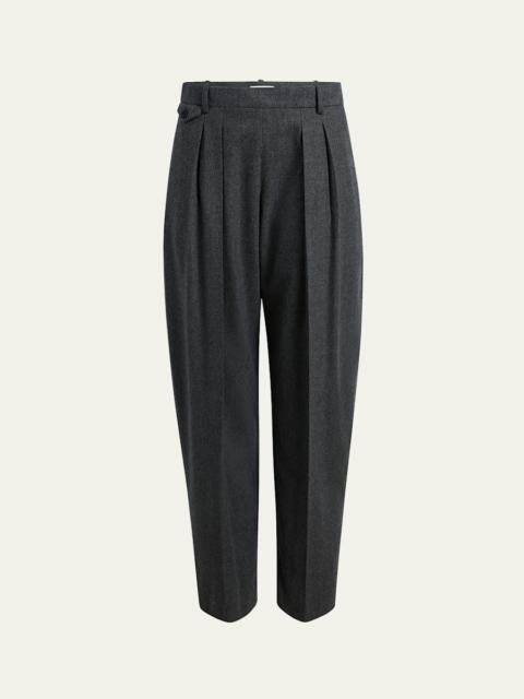 KHAITE Dugan Pleated Tapered-Leg Ankle Pants