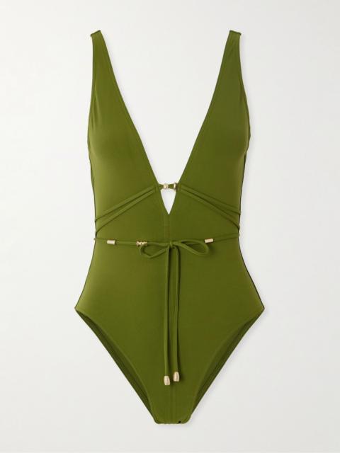 ERES Trésor Lagon embellished open-back swimsuit Green