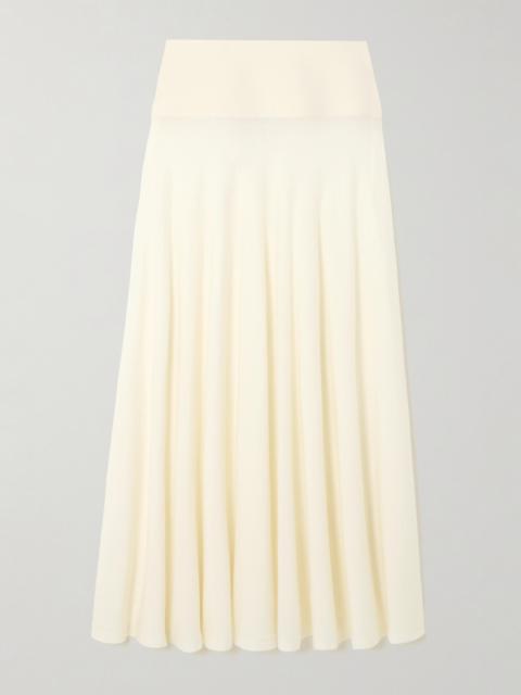 Alaïa Pleated Wool Maxi Skirt