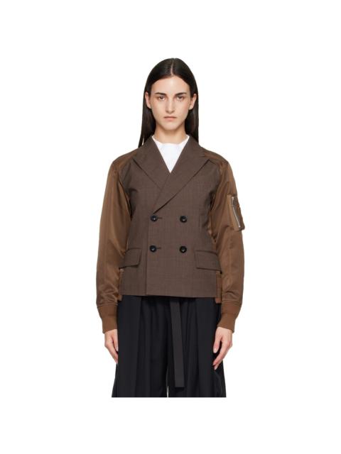 sacai Brown Suiting x Nylon Twill Blazer