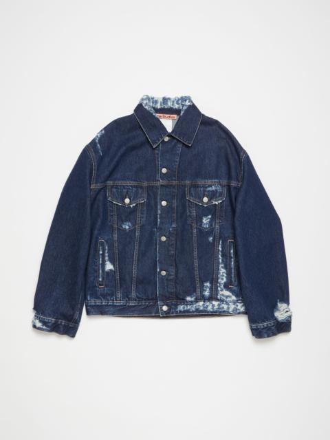 Distressed denim jacket - Relaxed fit - Mid blue