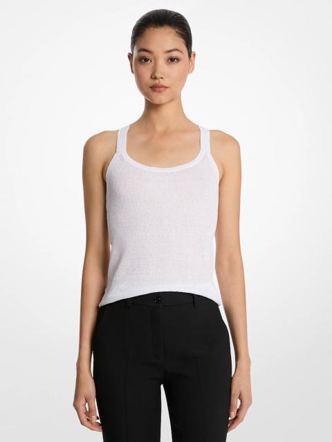 MICHAEL KORS COLLECTION Ribbed Superfine Linen and Cotton Blend Tank Top