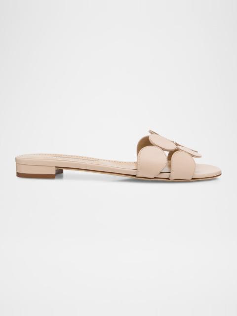 Manolo Blahnik Haribal Leather Flat Slide Sandals